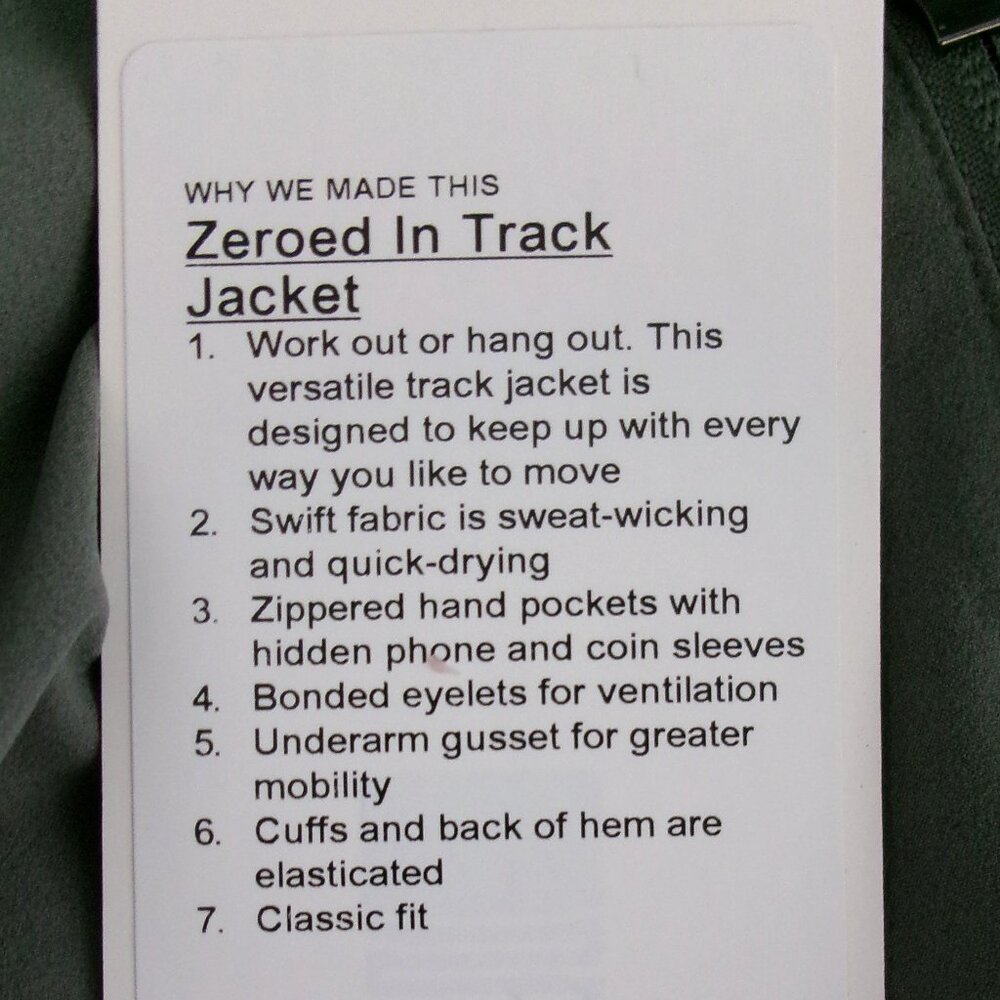 New Men's Lululemon ZEROED IN TRACK JACKET M Grey Sage Willow Leaf Green Grey - Picture 8 of 10
